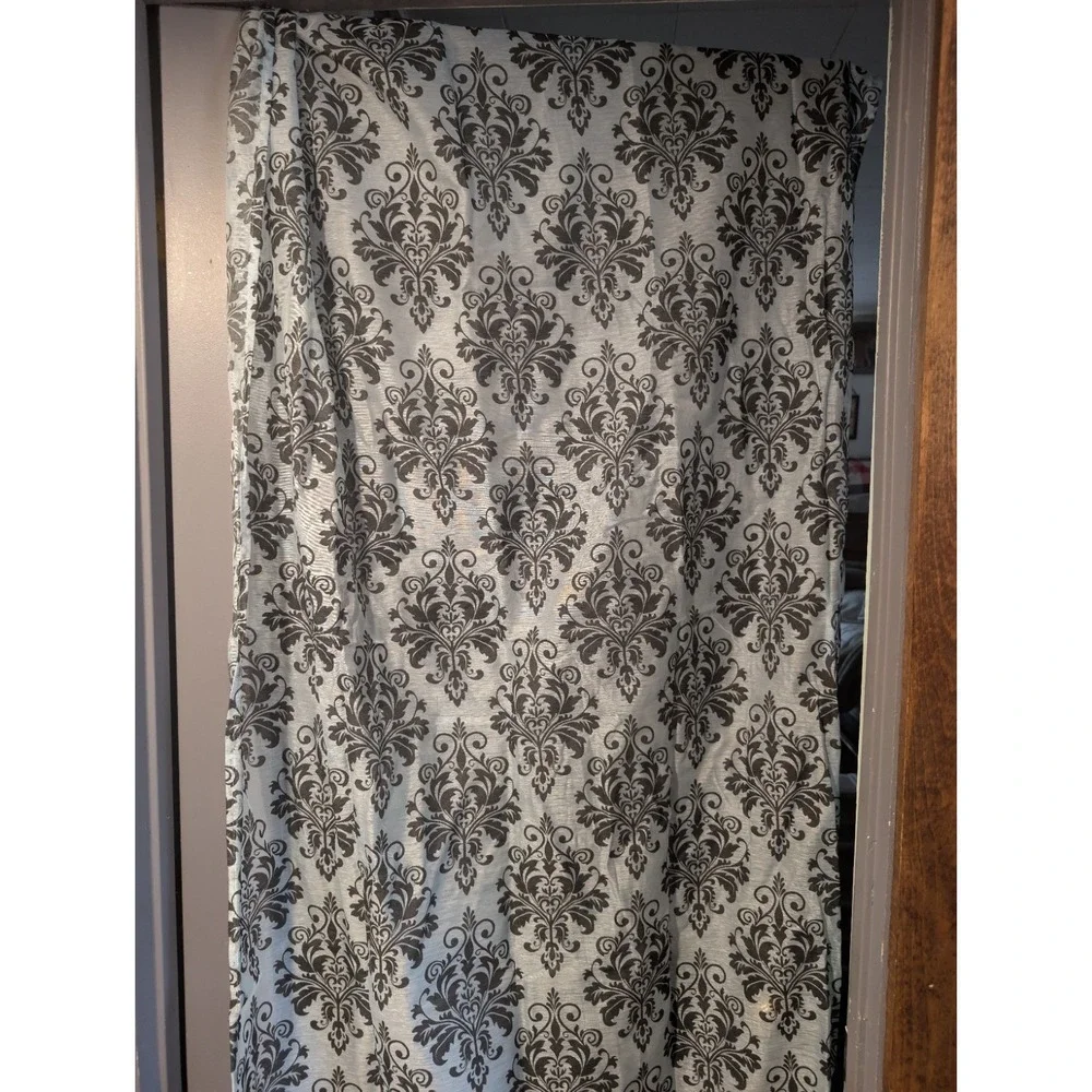 Curtains 84x37 Blue With‎ Black Pattern 2 Pack Transparent